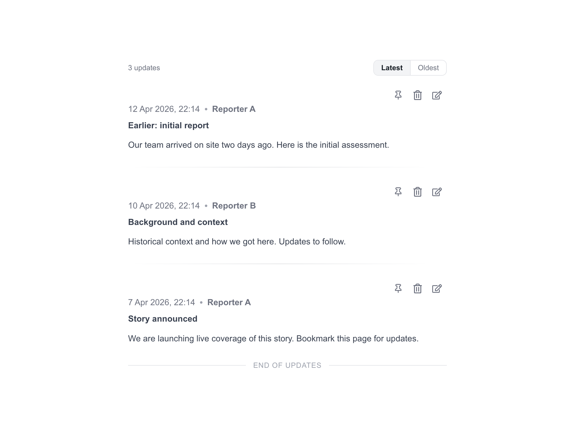 Live blog card style example